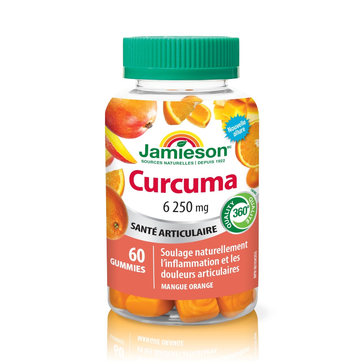Jamieson Turmeric Gummies Mango Orange Flavour, Provides Natural Joint Pain Relief and Supports Inflammation, Potent Antioxidant. Vegetarian, Non-GMO, Gluten-Free, No Artificial Colours, or Flavours, 60 Count, Proudly Canadian - Available at All In One Marketplace Canada