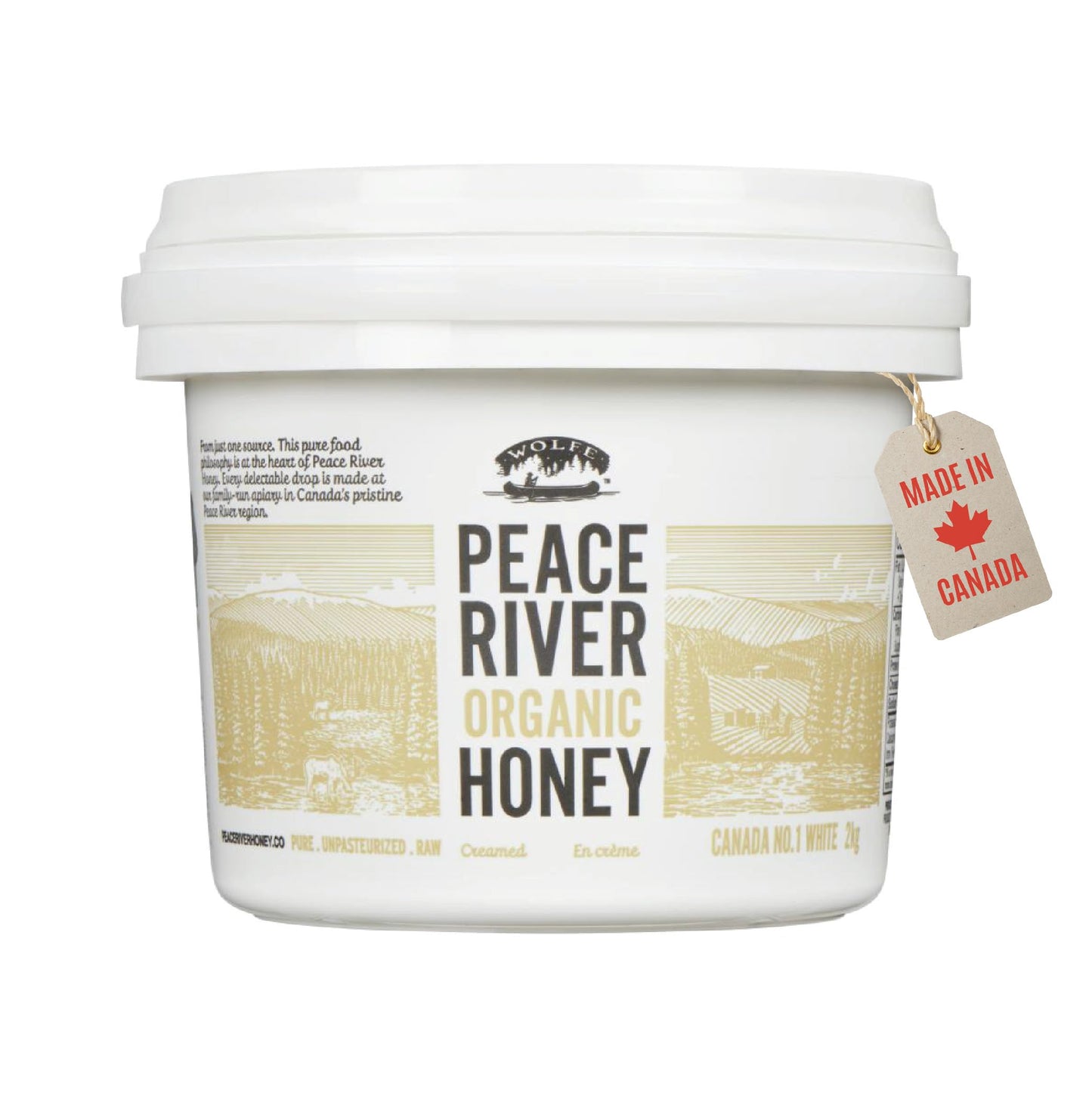 Peace River Organic Creamed Honey | 100% Pure Canadian Raw Honey | Unpasteurized | Smooth & Spreadable | Preservative-Free | 2kg Pail