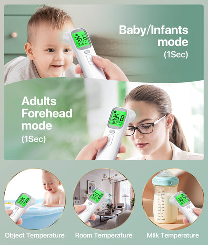 Forehead and Ear Thermometer, Digital Infrared Thermometer for Adults and Kids with Fever Alarm, Memory Function, Large LED Digits, High Accuracy, Instant Accurate Reading Baby Thermometer - Available at All In One Marketplace Canada