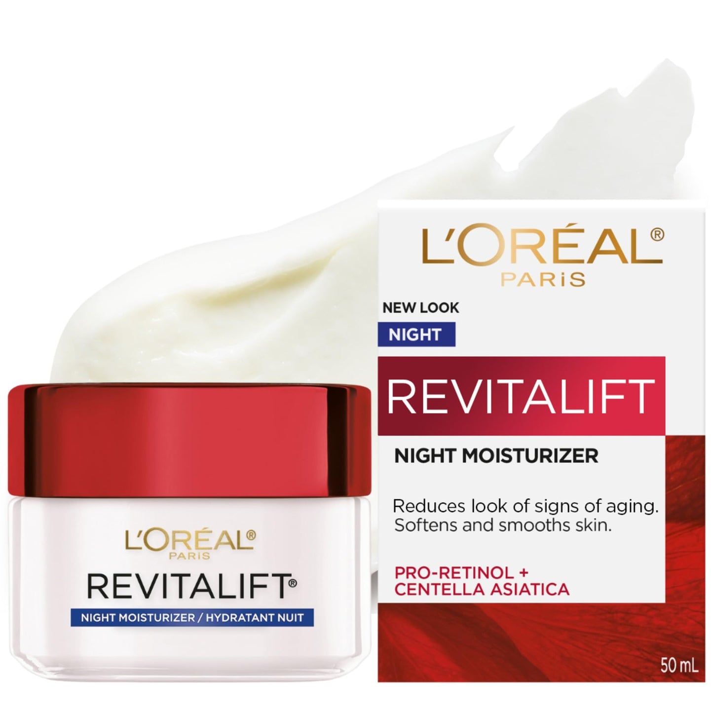 L’Oréal Paris Pro-Retinol + Centella Asiatica Night Cream, Moisturizer for Face, Revitalift, Fights look of wrinkles, Firms Skin, Resist look of Signs of Aging, Skincare - 50 ml L'Oreal Paris