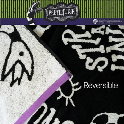 Serviette de bain/plage/piscine Franco Luxe Beetlejuice Halloween Goth, ultra douce, en coton jacquard surdimensionné, 163 cm x 86 cm (Produit sous licence officielle)