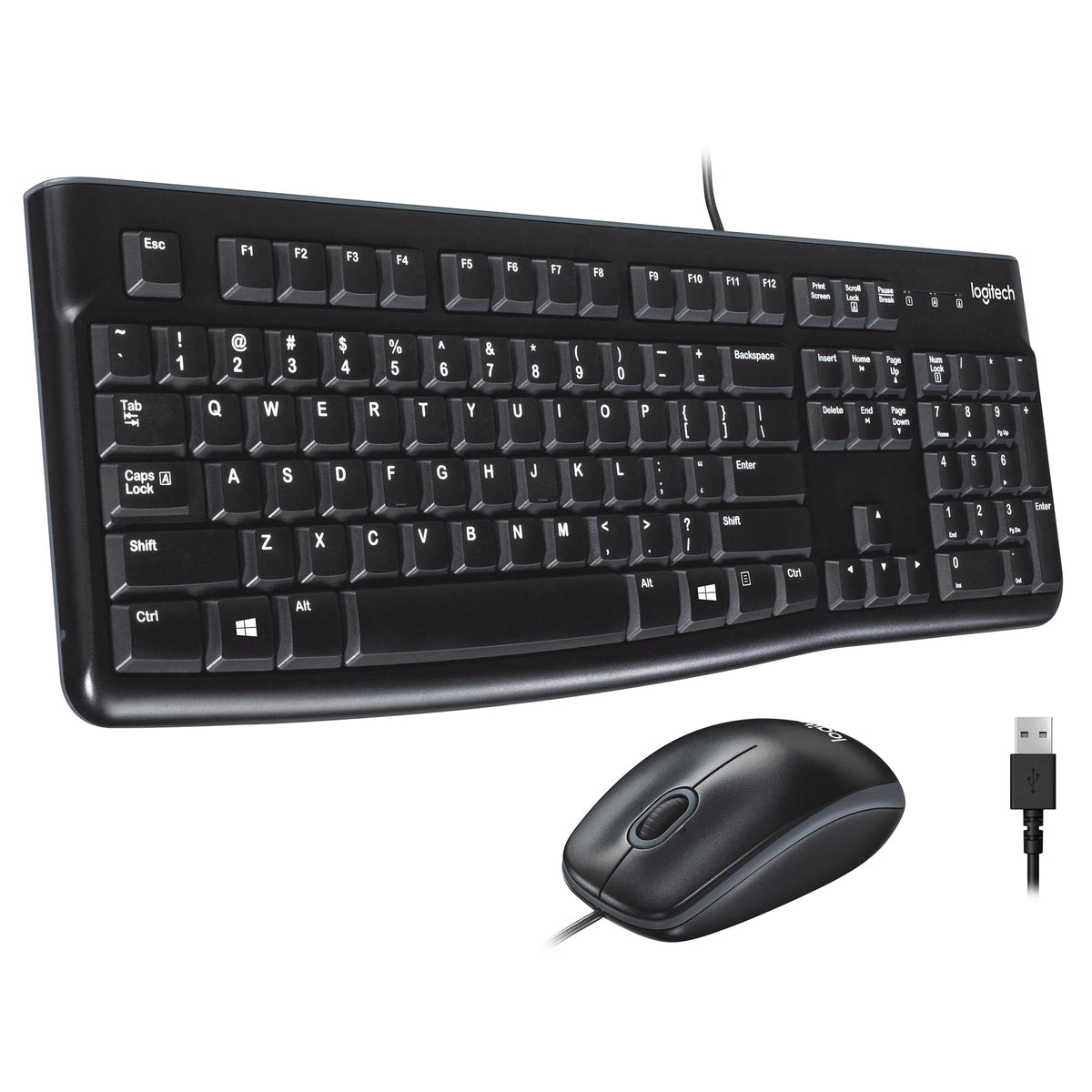 Logitech MK120 Full Size Wired Keyboard and Mouse Combo - Black