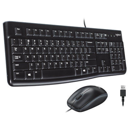 Logitech MK120 Full Size Wired Keyboard and Mouse Combo - Black