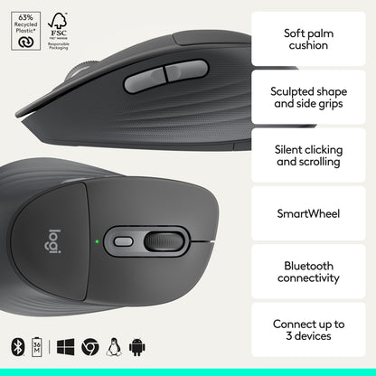 Logitech Signature Comfort Plus M850 L Wireless Mouse Bluetooth - Graphite