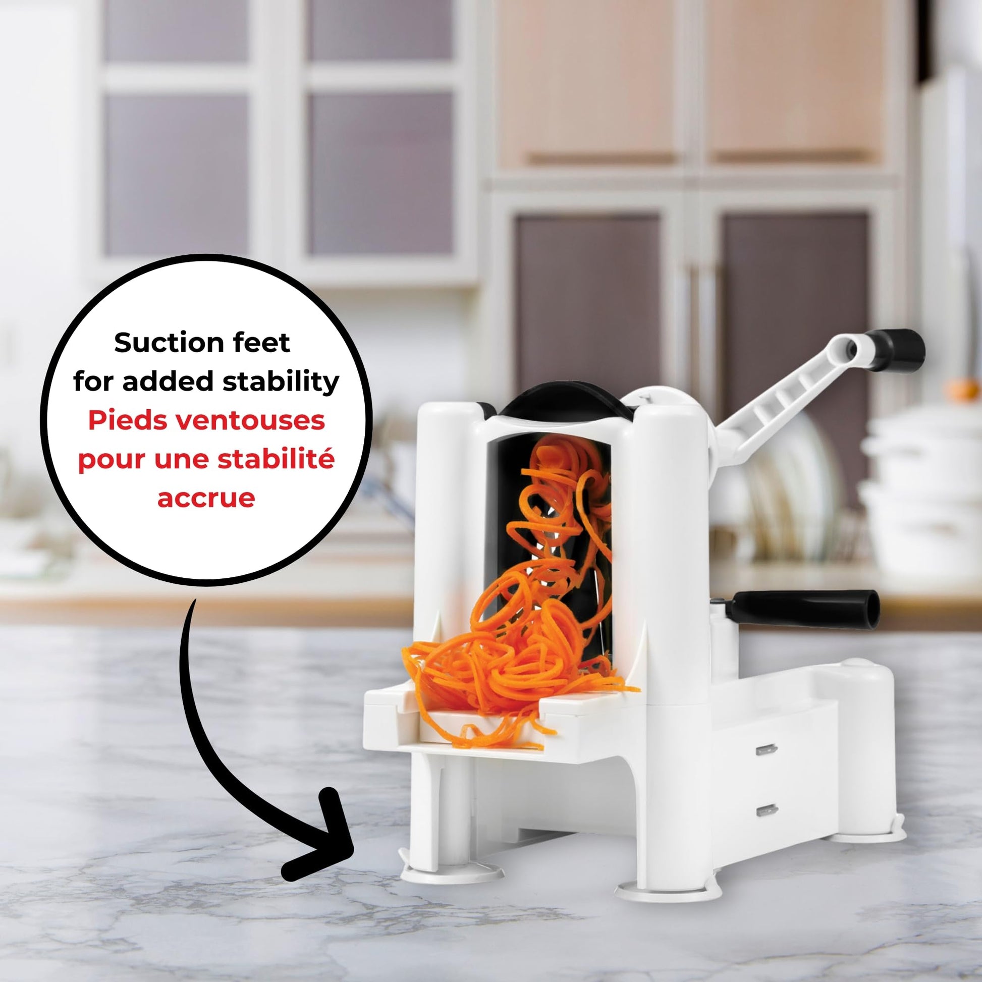Starfrit Spiralizer, 4 Blades, Veggie Noodle Maker, Suction Base Starfrit