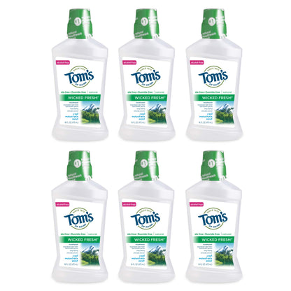 Tom's of Maine Wicked Fresh! Natural Fluoride Free Mouthwash, Cool Mountain Mint, 473ml, 6 pack Tom's of Maine