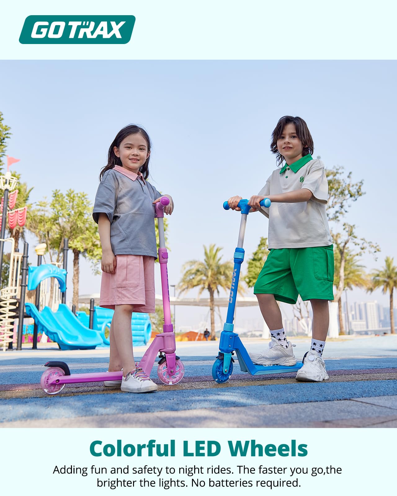Gotrax K03 Kick Scooter for Kids, 5" LED Lighted Wheels and Adjustable Handlebars, Lightweight Design and Anti-Slip Deck, Max Load 110 Lbs, Kids Scooter for Boys & Girls Ages 3+, Blue - Available at All In One Marketplace Canada