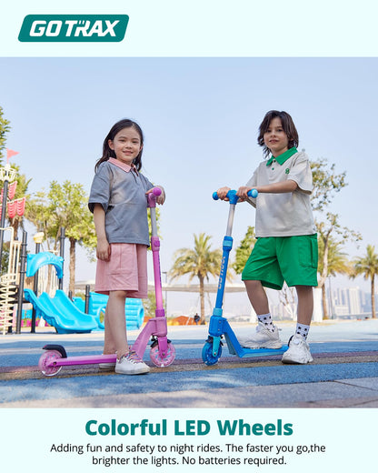Gotrax K03 Kick Scooter for Kids, 5" LED Lighted Wheels and Adjustable Handlebars, Lightweight Design and Anti-Slip Deck, Max Load 110 Lbs, Kids Scooter for Boys & Girls Ages 3+, Blue - Available at All In One Marketplace Canada
