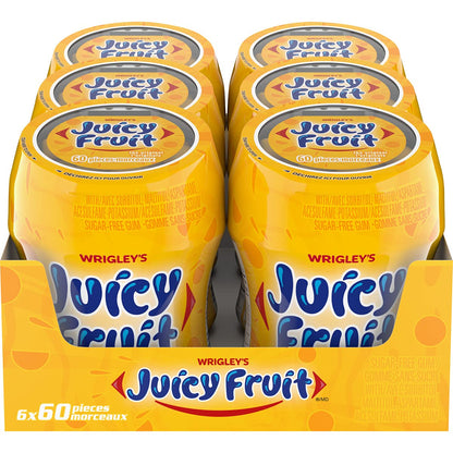 Juicy Fruit Chewing Gum - Fruit Flavored, 60 Pieces, 6 Bottles