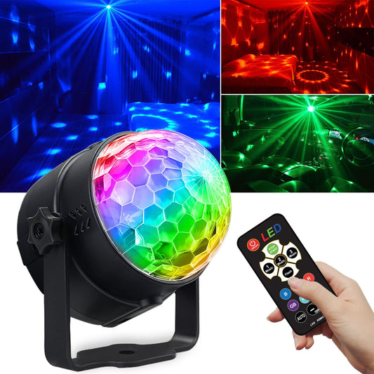 Happy Birthday Disco Party Decorations Lights, USB LED Mini Disco Ball Lamp Sound Activated DJ Dance Stage Light Colourful RGB Strobe Lamp for Home Room Dance Parties Karaoke Xmas Wedding Show Club