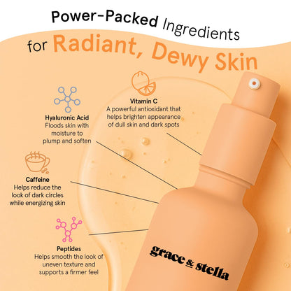 grace & stella Vitain C Serum (50ml /1.7 fl oz) - Brightening Vitamin C Face Serum with Hyaluronic Acid - To Reduce Dullness & Dark Spots - Vegan Skincare - Available at All In One Marketplace Canada