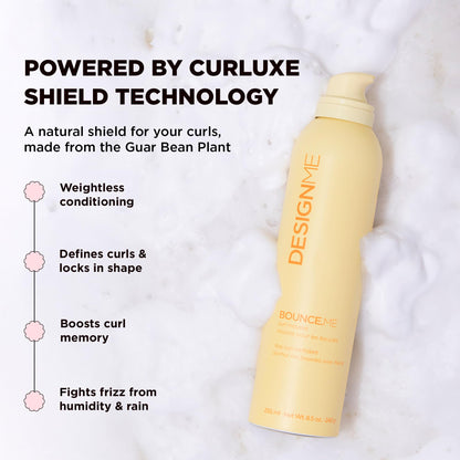 Design.Me BOUNCE.ME Curl Mousse | Lightweight Curl Defining for Wavy & Curly Hair | Frizz Control, Humidity Resistant, Alcohol-Free Mousse for Hair Styling | CGM Approved Design.Me