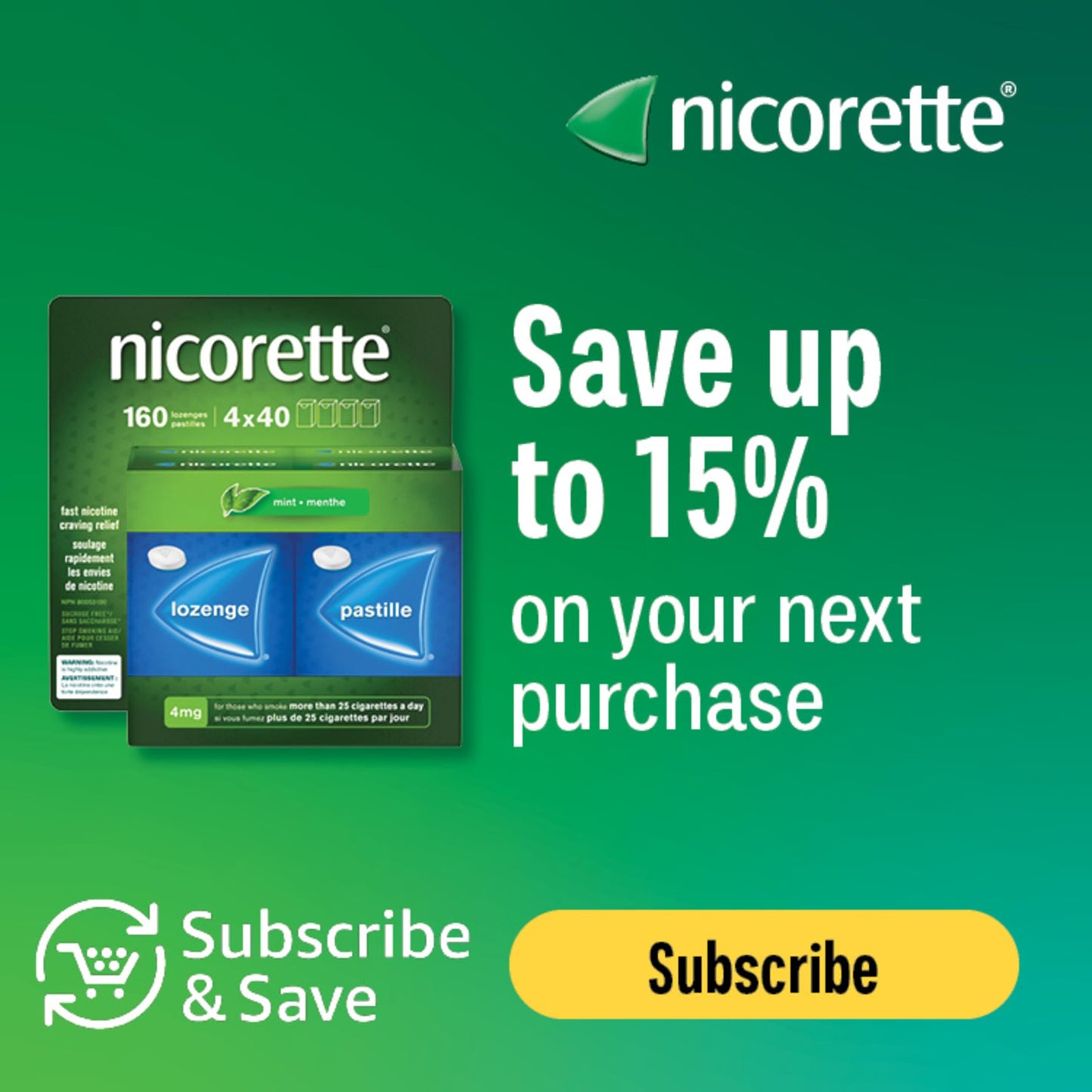 Nicorette 4mg Mint Nicotine Lozenges – Quit Smoking Aid, 160 Count Nicorette