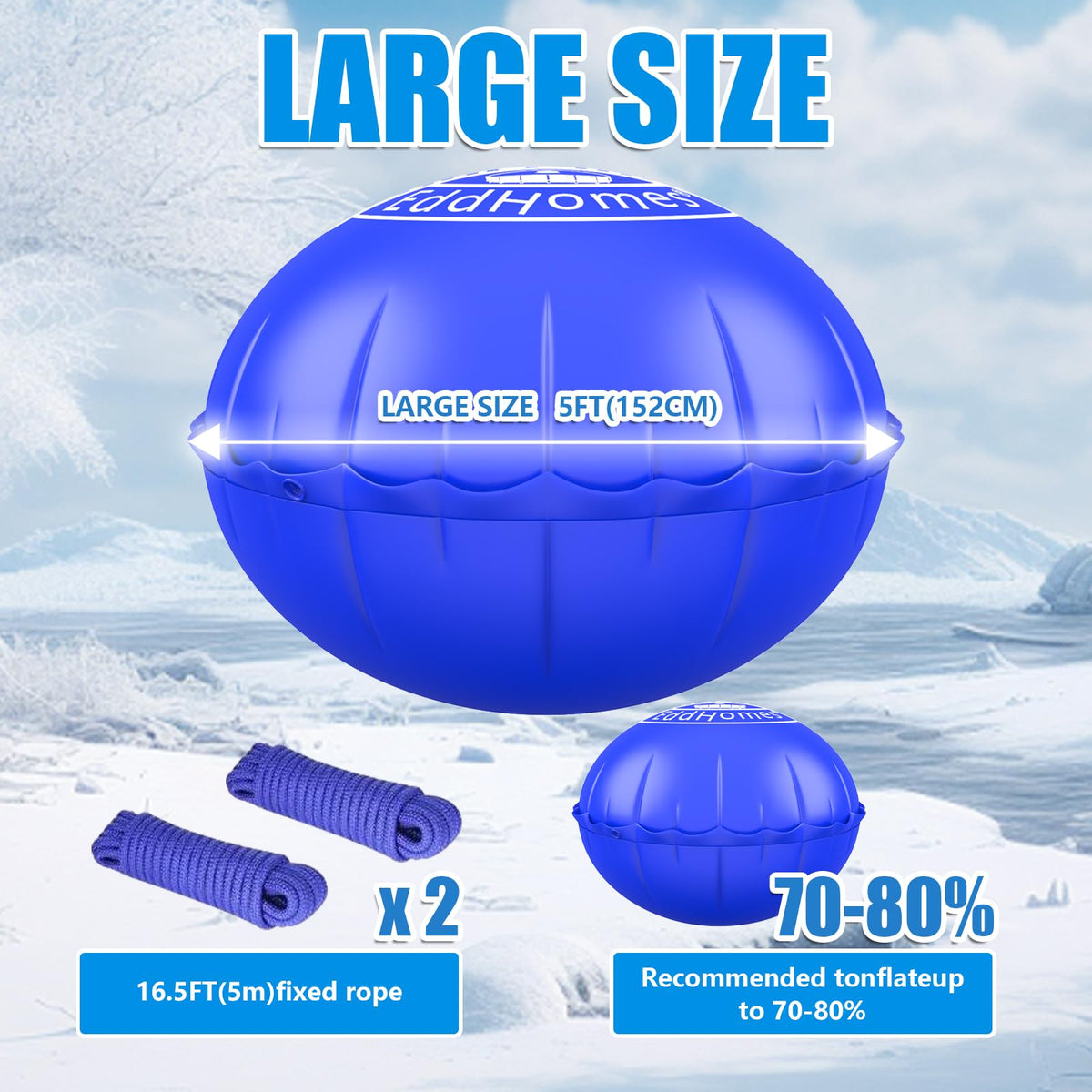 5x5ft Pool Pillow for Above Ground Pools, 0.5mm Extra Thick & Strong Cold-Resistant Pool Pillows Round for Closing Winter, Poo l Pill ow for Winterizing to Last All Season 🍁 All In One Marketplace Canada