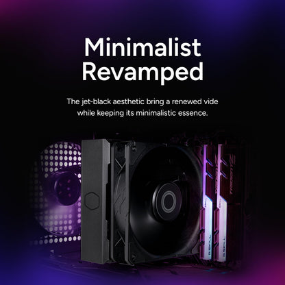 Cooler Master Hyper 212 Black Edition CPU Air Coolor, Silencio FP120 Fan, 4 CDC 2.0 Heatpipes, Anodized Gun-Metal Black, Brushed Nickel Fins for AMD Ryzen/Intel LGA1200/1151 Cooler Master