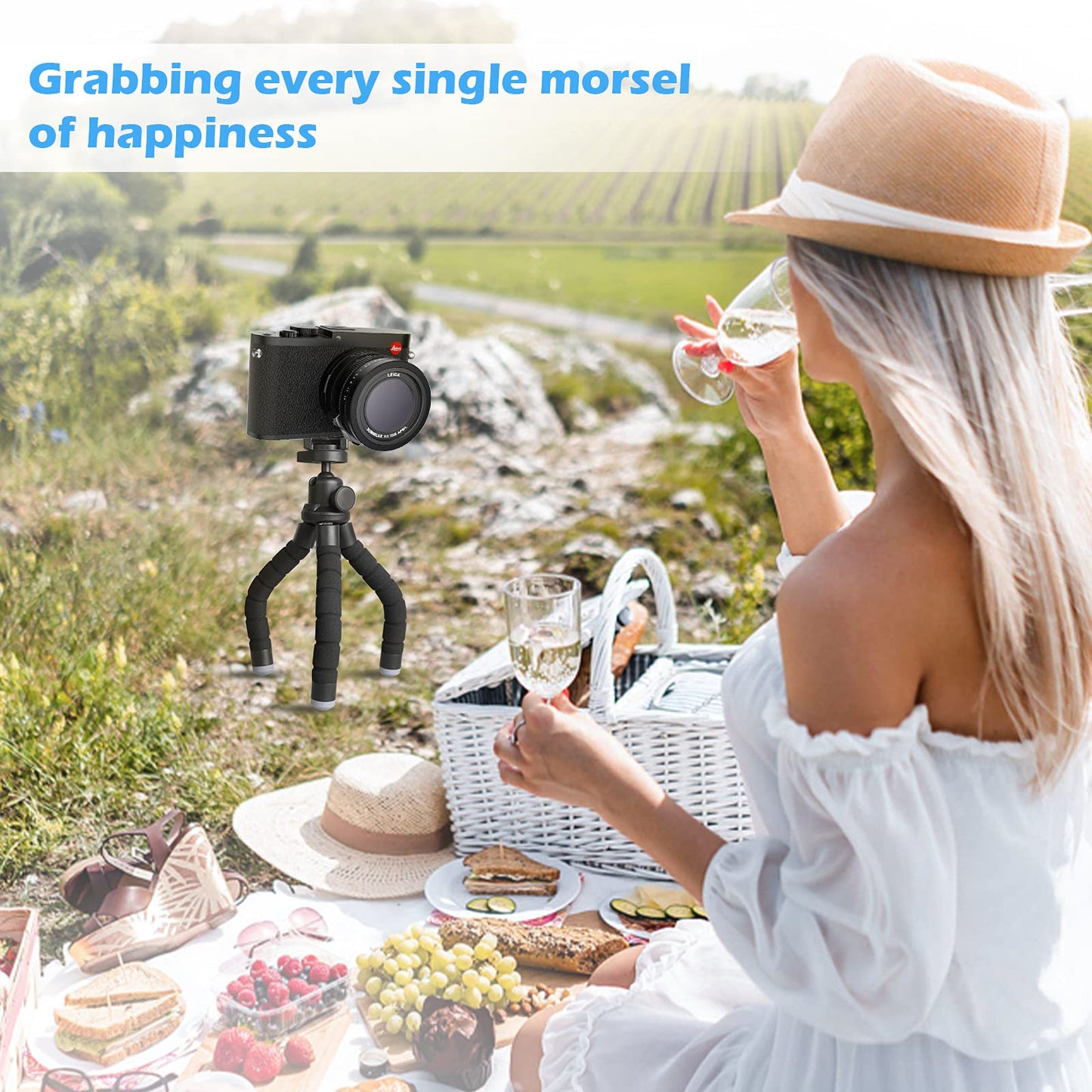 UBeesize Phone Tripod, Portable and Flexible Tripod with Wireless Remote and Universal Clip, Compatible with All Cell Phones/Cameras, Cell Phone Tripod Stand for Video Recording (Black)