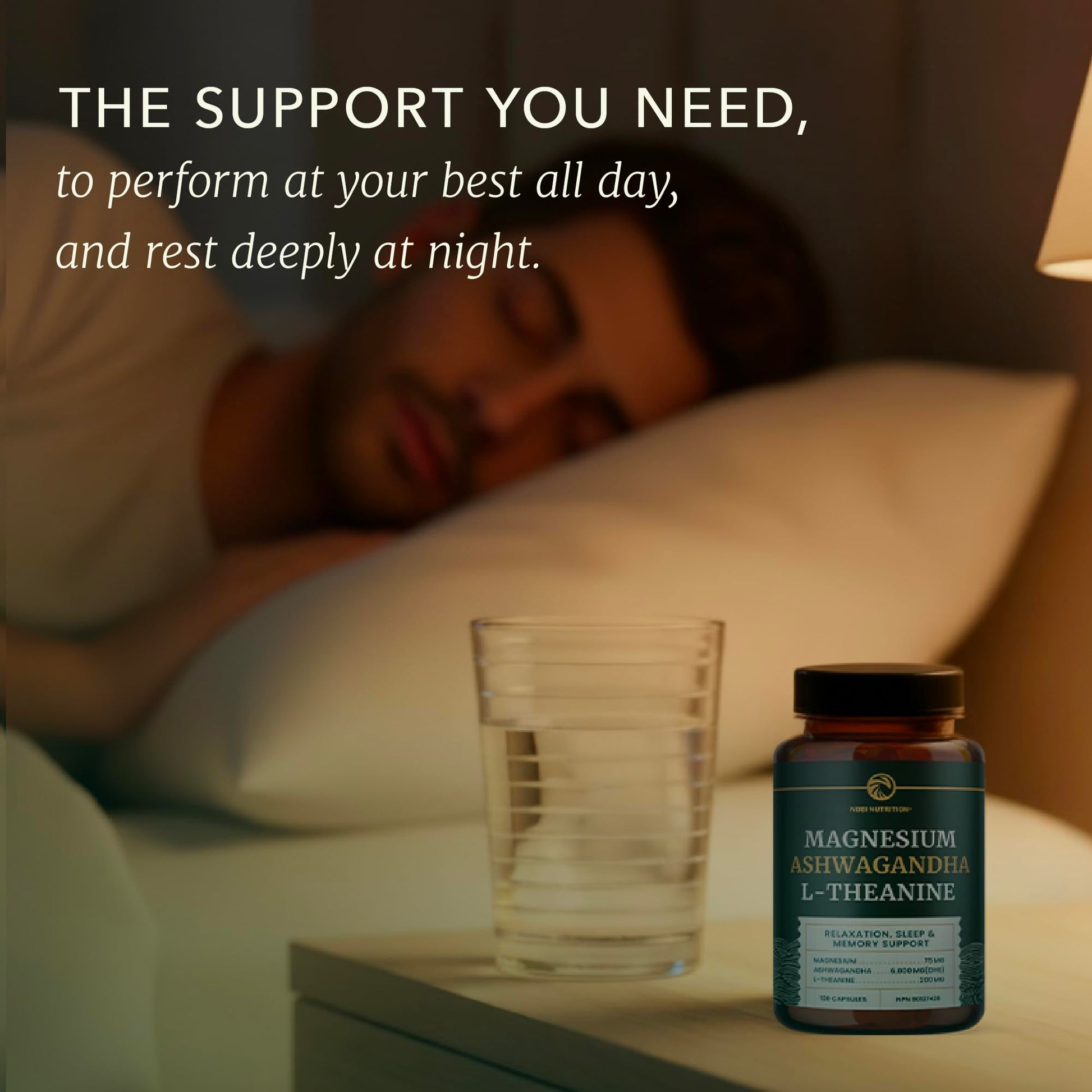 L Theanine, Magnesium Glycinate + Ashwagandha Supplement | Relaxation, Sleep & Memory Support | Stress Relief, Calm, Mood & Sleep Supplements | Made in Canada & Non-GMO | 120 Ct - Available at All In One Marketplace Canada