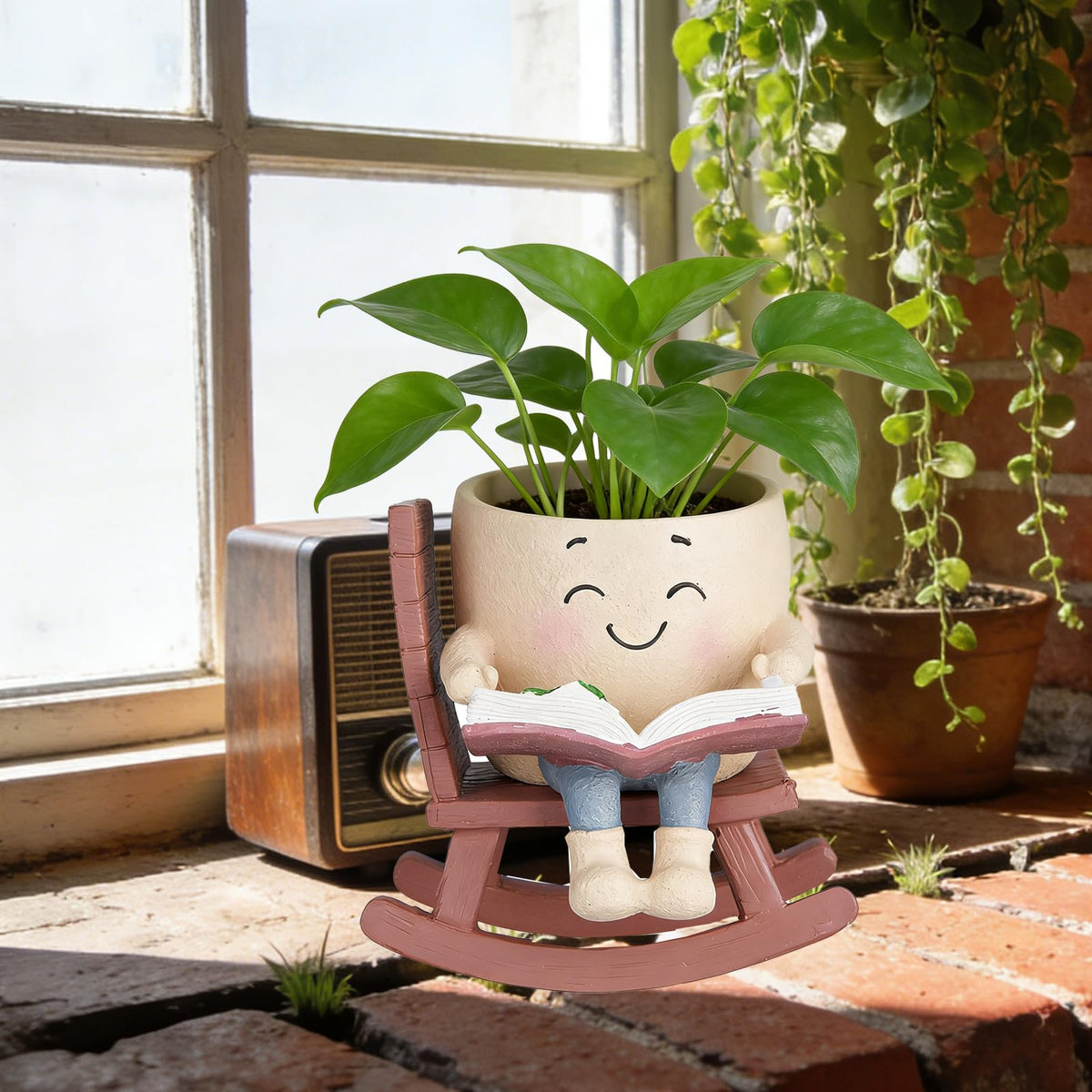 Rocking Chair Smiley Face Planter with Drainage Hole(1pcs TYPE7) 🍁 All In One Marketplace Canada