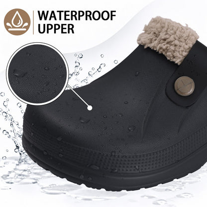 Beslip Classic Fur Lined Clogs Waterproof Winter Fuzzy Slippers for Women Men Indoor and Outdoor Indoor and Outdoor, Black and Khaki Women Size 9.5-10.5 🍁 All In One Marketplace Canada