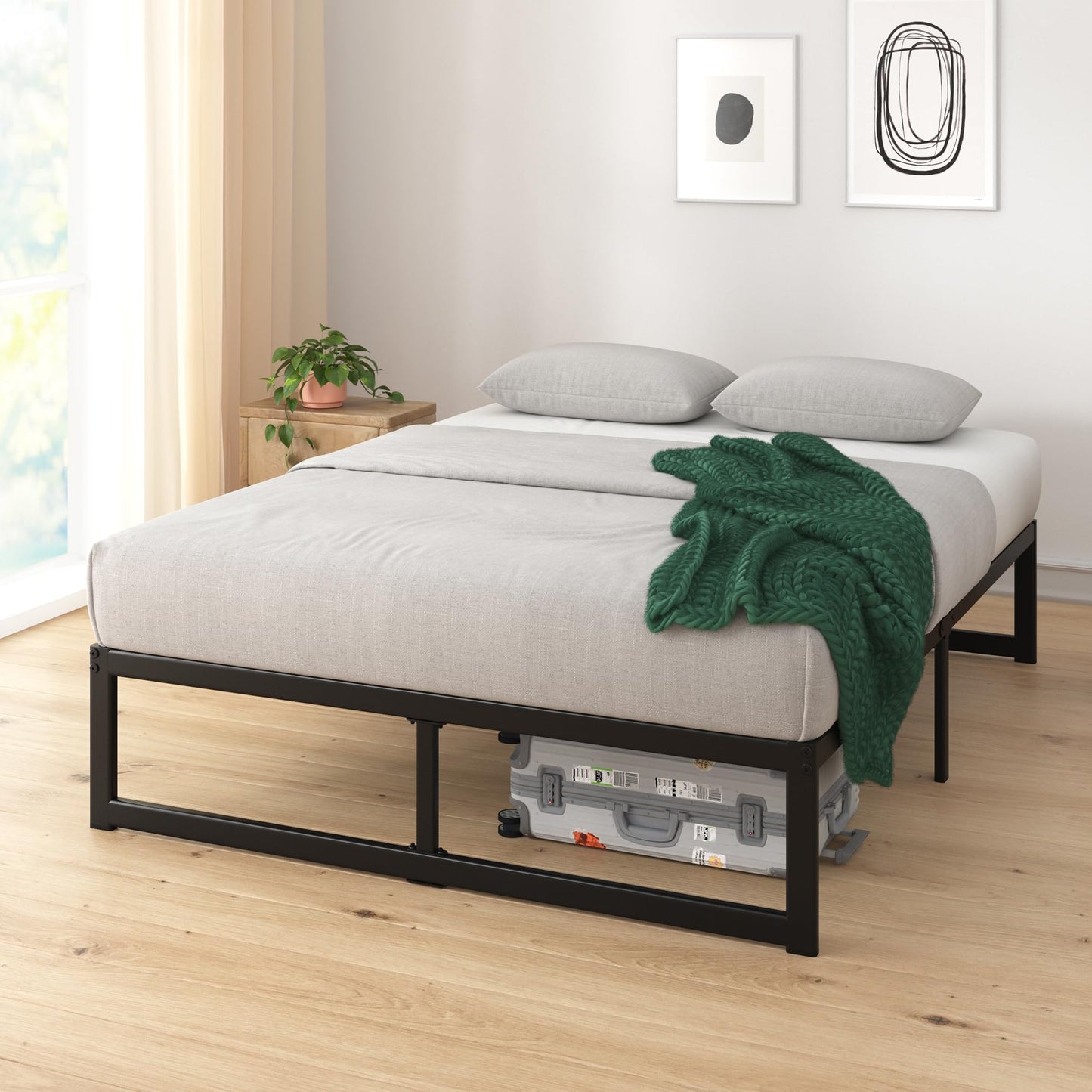 Zinus Full Bed Frame - ABEL 14 inch Metal Bed Frame with Steel Slat Support, No Box Spring Needed, Easy Assembly - Minimalist Platform Bed in a Box with Underbed Storage Space, 5 Year Wrranty, Full - Available at All In One Marketplace Canada