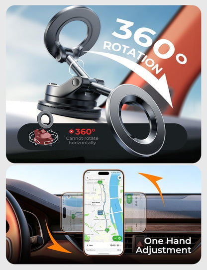 LISEN Car Phone Holder Car for Magsafe Magnetic Car Mount [2026 NEW Stable] Vacuum Magnetic Phone Holder Adjustable Cars Accessories Suction Dashboard Mount for iPhone 17 Pro Max 16 15 14 13 12 - Available at All In One Marketplace Canada