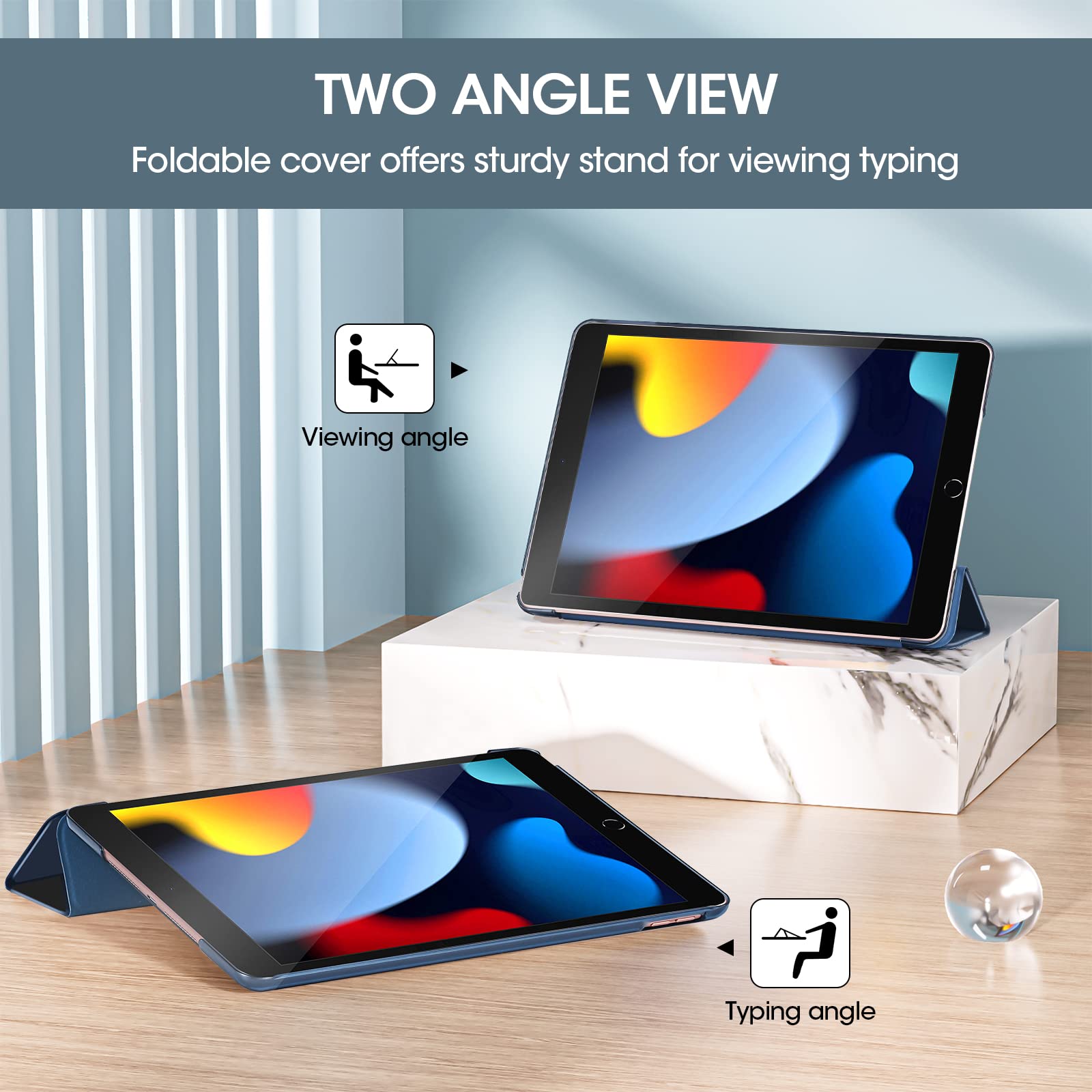 ProCase for iPad 10.2 Case iPad 9th Generation 2021/ iPad 8th Generation 2020/ iPad 7th Generation 2019 Case, iPad Cover 9th Generation Slim Hard Back Smart Cover for 10.2 iPad Case -Navy - Available at All In One Marketplace Canada