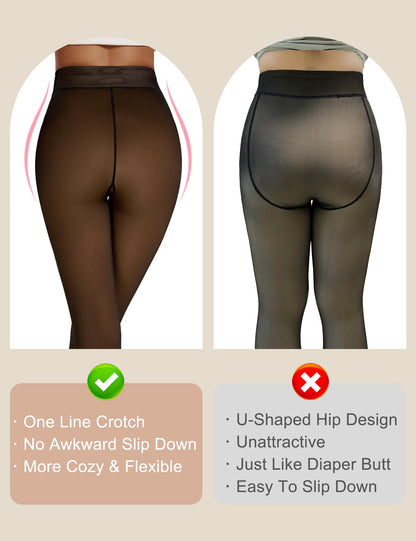 QOMEWA Plus Size Women's Fleece Lined Tights Translucent Winter Tights 🍁 All In One Marketplace Canada