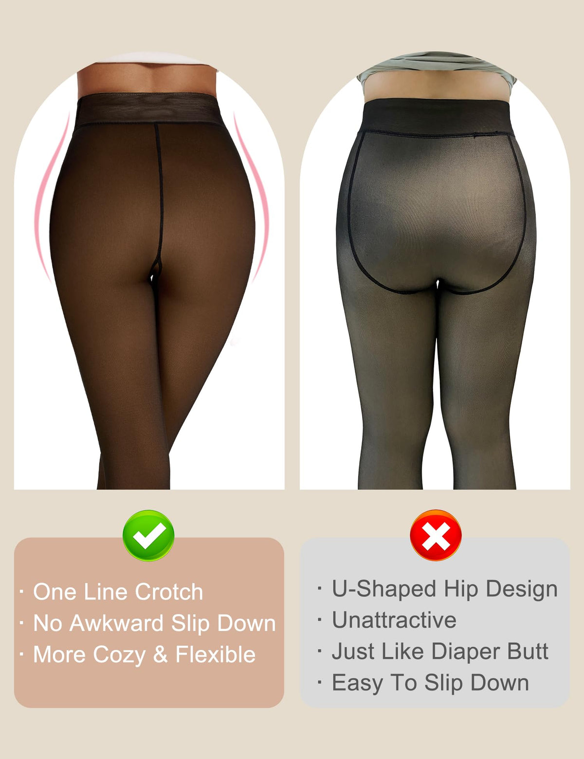 QOMEWA Women's Fleece Lined Tights Semi Opaque Thermal Tights 🍁 All In One Marketplace Canada
