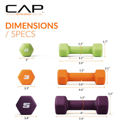 CAP Barbell 20 lb Neoprene Dumbbell Set with Rack |Includes 2, 3, 5 lb Pairs