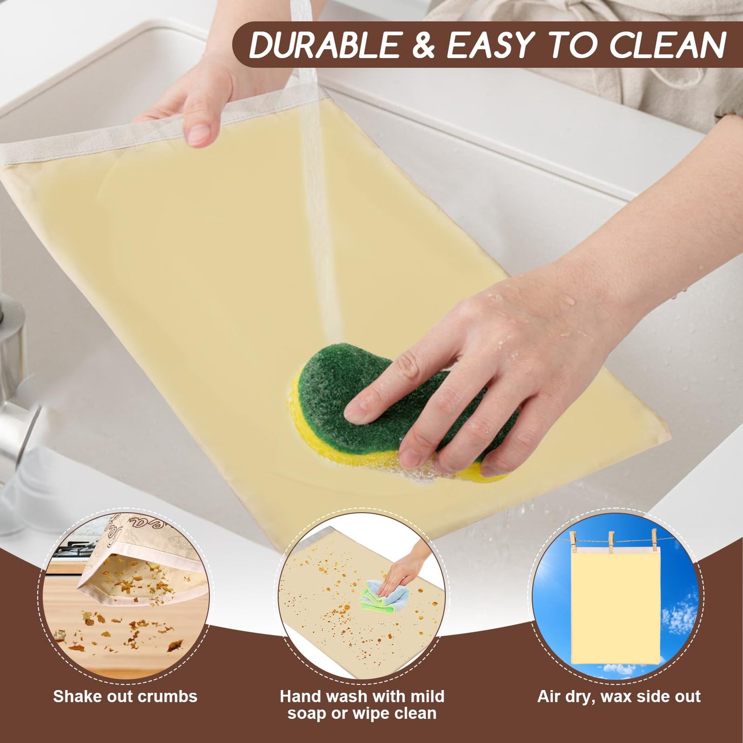 Beeswax Bread Bags for Sourdough, 2 Pack Reusable Bread Bag for Storage XL 17x13 Inch, Large Linen Bags for Homemade Sourdough - Keep Fresh, Freezer Safe - Available at All In One Marketplace Canada
