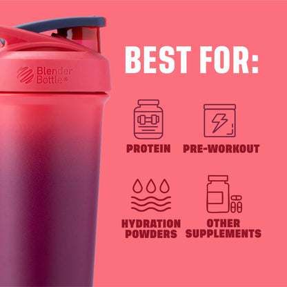 BlenderBottle Strada Sleek Shaker Cup Insulated Stainless Steel Water Bottle with Wire Whisk, 25-Ounce, Sangria Ombre 🍁 All In One Marketplace Canada
