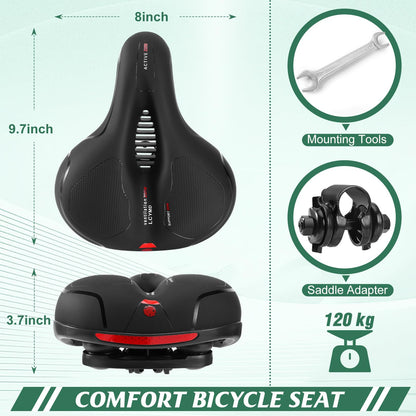 Comfortable Bike Seat for Men Women with Dual Shock Absorbing Ball Waterproof Wide Bicycle Saddle Fit for Most Standard Post