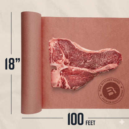 Bryco Goods Pink Butcher Paper Roll - 18 Inch x 100 Feet - Food Grade Peach Paper for Smoking & Grilling Meat, BBQ, Brisket - Unbleached Unwaxed Uncoated