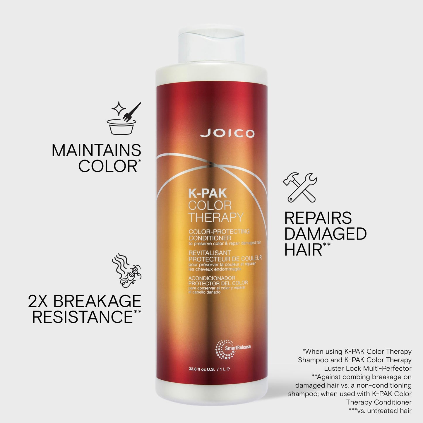 Joico K-Pak Color Therapy Color Protecting Conditioner, for Damaged, Colour Intensity, Conditioning, Heat Protectant with Argan and Keratin, Sulfate Free, 1L Joico