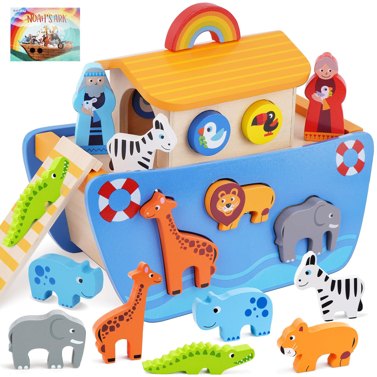 Toddlers Montessori Wooden Noah's Ark Toy for 1-3 Boys Girls Baptism Gifts 🍁 All In One Marketplace Canada