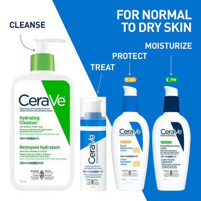 CeraVe AM Face Moisturizer SPF 50, Facial Moisturizing Lotion with Sunscreen, Hyaluronic Acid & Niacinamide, Broad Spectrum UVA+UVB Protection, No White Cast, Recommended by Dermatologists, 89mL