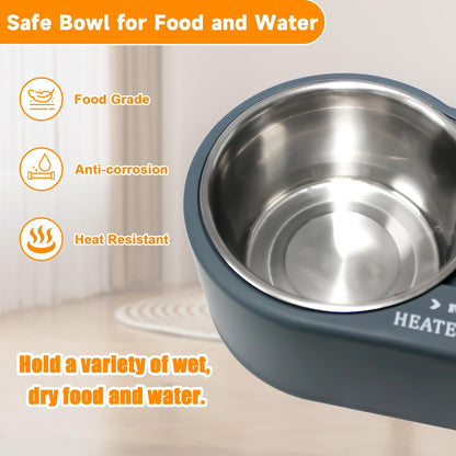 Fuliuna Heated Cat Bowl, Outdoor Heated Pet Bowl with Double Stainless Steel Bowl 24 OZ, Water Food Bowl for Cat Pet, Thermal Pet Bowl Provide Drinkable Water and Hot Food in Winter. 🍁 All In One Marketplace Canada