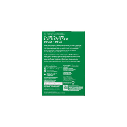 STARBUCKS Pike Place Decaf Roast Medium Roast Ground Coffee K-Cup Pods Box, 288 g - Available at All In One Marketplace Canada