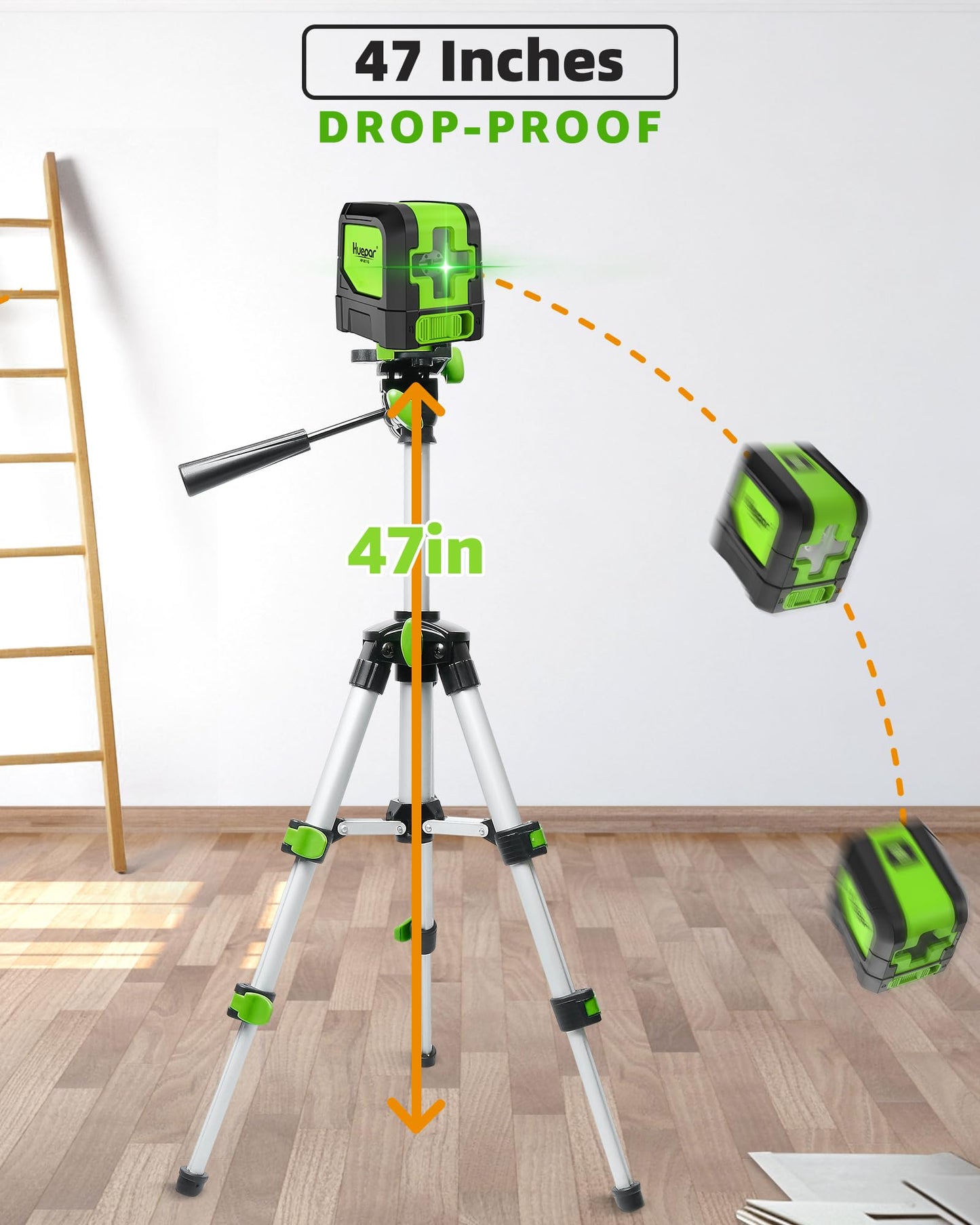 Huepar Laser Level Self Leveling, Classical Cross Line Indoor DIY Use Green Lines, 100Ft Visibility Horizontal and Vertical Line Level, 360° Magnetic Pivoting Base 9011G - Available at All In One Marketplace Canada