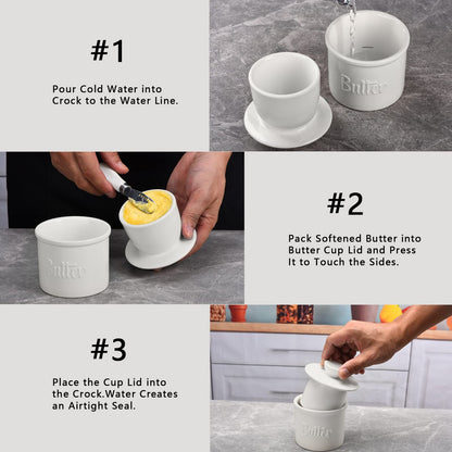 ADIVEE Butter Crock with Spreader, Porcelain French Butter Keeper, White 🍁 All In One Marketplace Canada