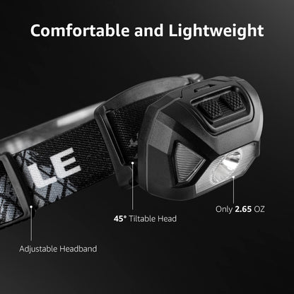 Lepro Rechargeable Headlamp 2-Pack, 2000 Lux Super Bright LED Head Torch with Red Light, 6 Modes USB Charging Waterproof Headlight, Lightweight Hard Hat Compatible Light for Camping, Hiking, Running