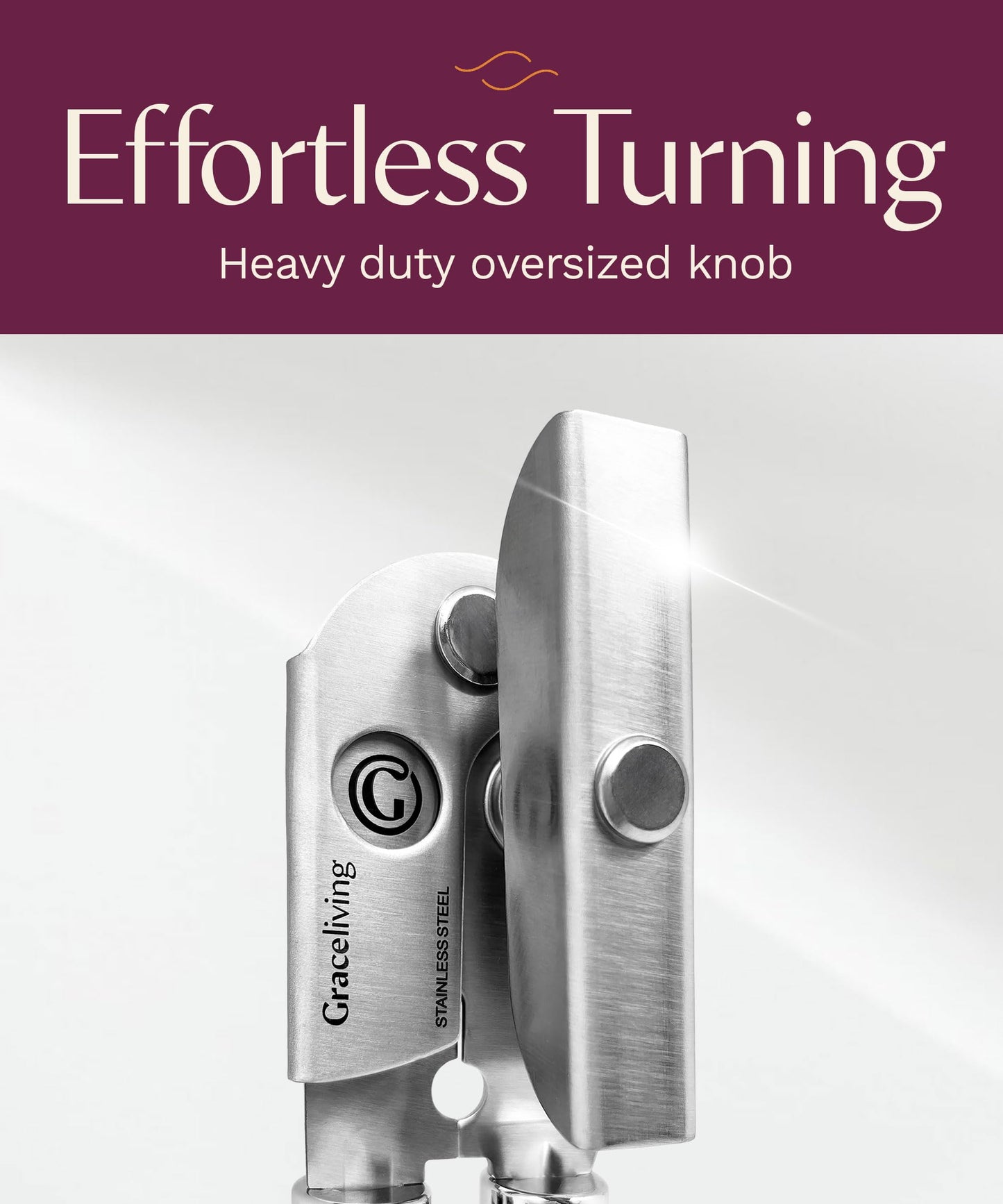 Graceliving Premium Multifunction Magnetic Manual Can Opener and Bottle Opener, Heavy Duty Stainless Steel Sharp Cutting Blade and Oversized Easy Turn Knob, Soft-Touch Handle, Kitchen Use, Mauve - Available at All In One Marketplace Canada