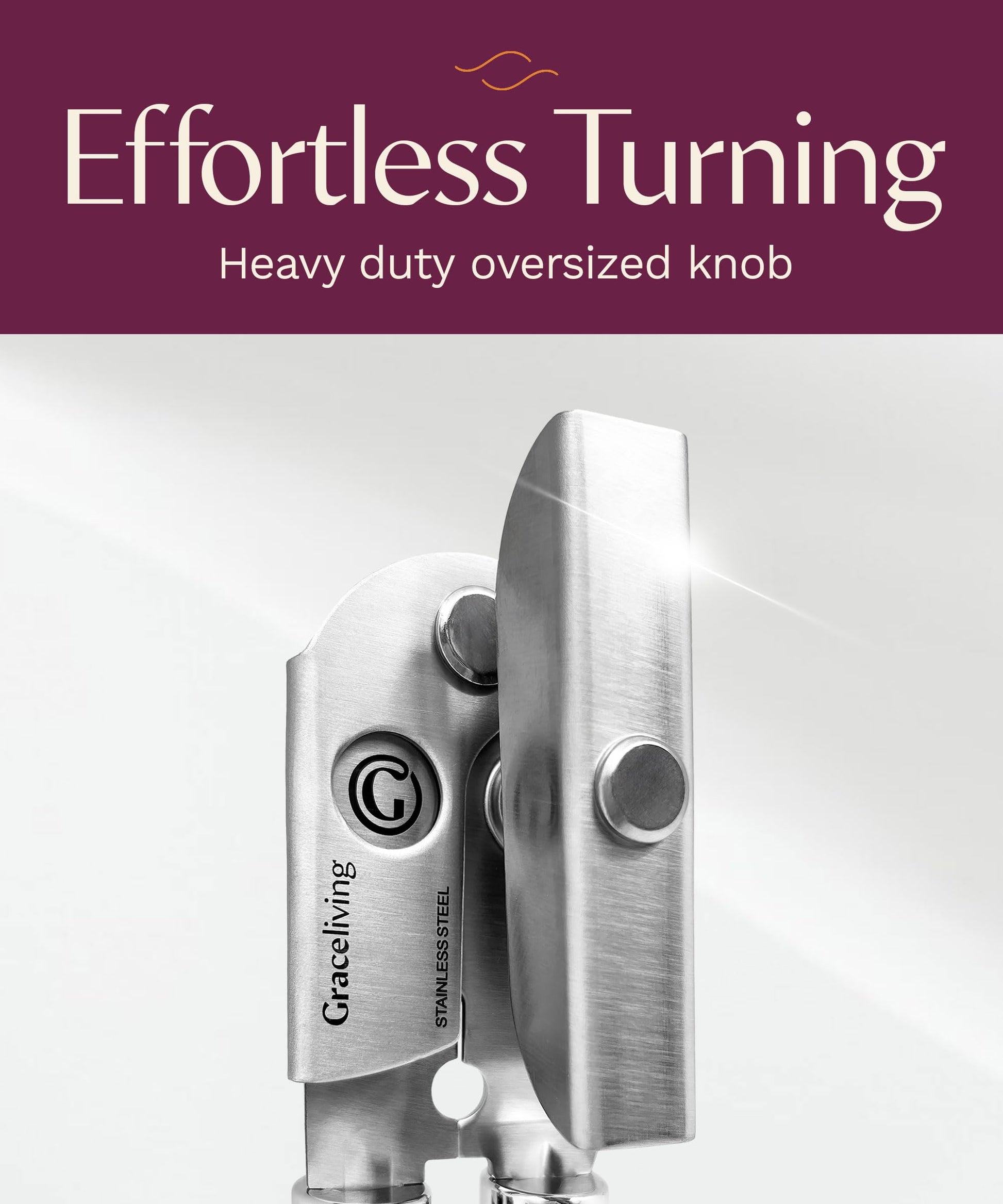 Graceliving Premium Multifunction Magnetic Manual Can Opener and Bottle Opener, Heavy Duty Stainless Steel Sharp Cutting Blade and Oversized Easy Turn Knob, Soft-Touch Handle, Kitchen Use, Mauve - Available at All In One Marketplace Canada