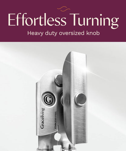 Graceliving Premium Multifunction Magnetic Manual Can Opener and Bottle Opener, Heavy Duty Stainless Steel Sharp Cutting Blade and Oversized Easy Turn Knob, Soft-Touch Handle, Kitchen Use, Mauve - Available at All In One Marketplace Canada