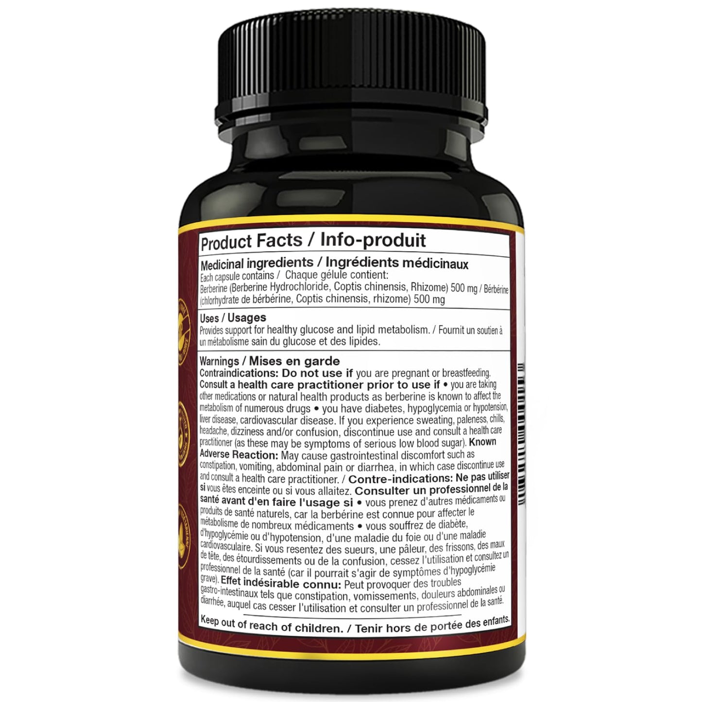 Nutravonic Berberine Supplements 1000mg Per Serving, 500mg Per Capsule | Made in Canada I Supports Healthy Glucose & Lipid Metabolism | Non-GMO, Vegan, Gluten-free, 120 Easy-to-Swallow Capsules - Available at All In One Marketplace Canada