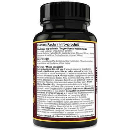 Nutravonic Berberine Supplements 1000mg Per Serving, 500mg Per Capsule | Made in Canada I Supports Healthy Glucose & Lipid Metabolism | Non-GMO, Vegan, Gluten-free, 120 Easy-to-Swallow Capsules - Available at All In One Marketplace Canada