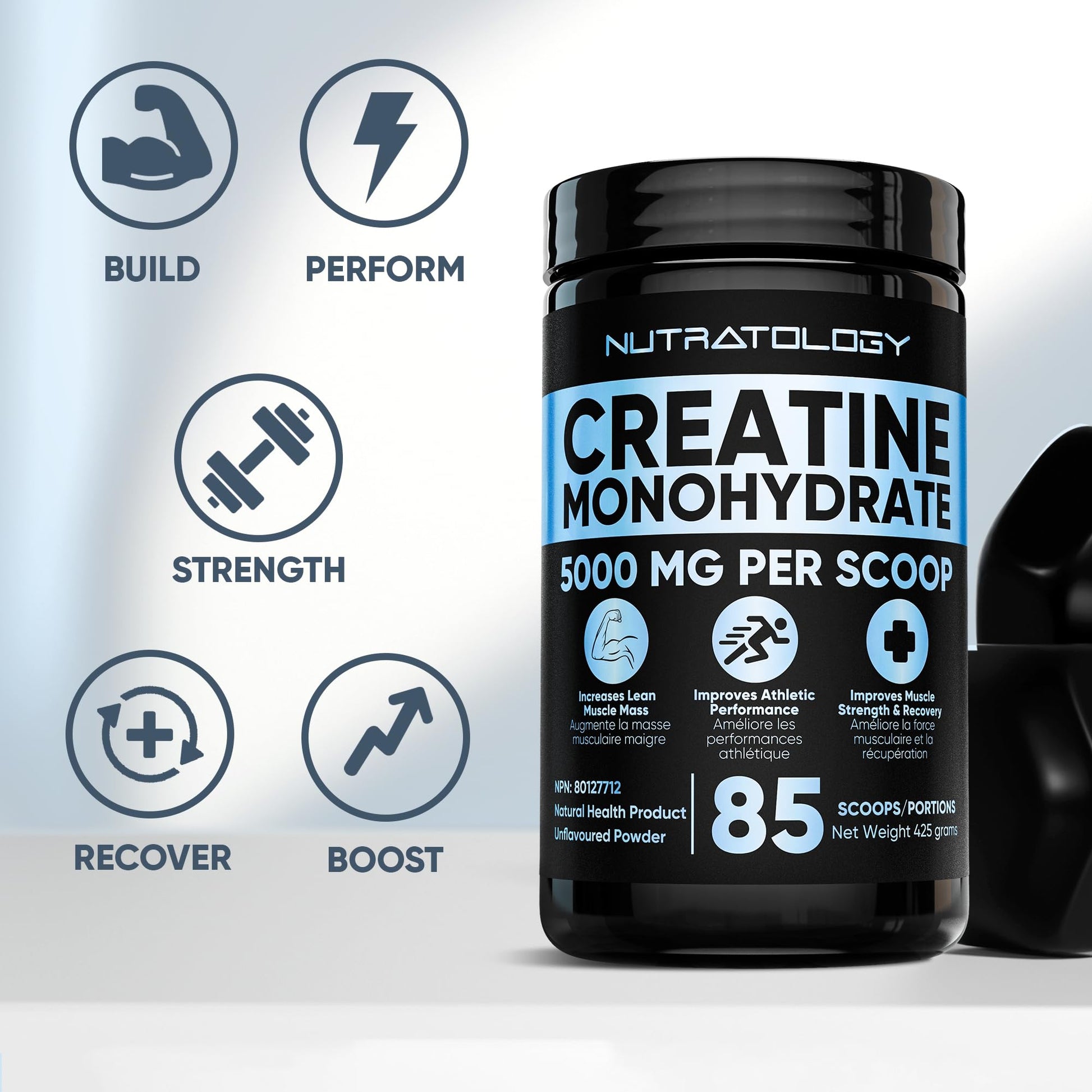 Pure Micronized Creatine Dissolves Easily | Creatine Monohydrate Powder 425g - For Increased Muscle Growth & Performance - Supports Athletic Performance - Creatine Powder for Workouts - 85 Servings