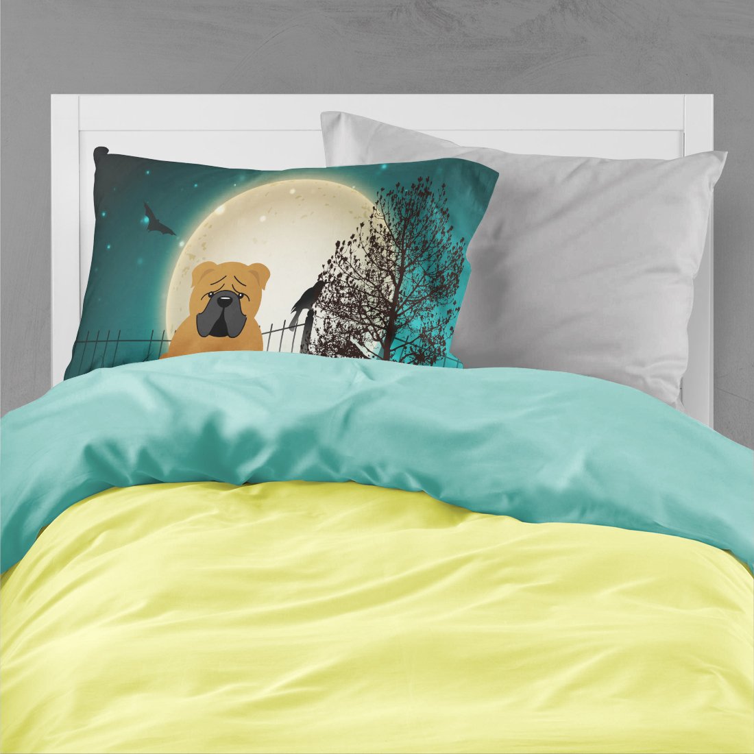 Caroline's Treasures Halloween Scary English Bulldog Red Fabric Standard Pillowcase BB2312PILLOWCASE