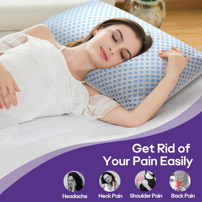 Cooling Memory Foam Pillows Queen Size 2 Pack, Adjustable Shredded Foams, Soft Firm Bed Pillow for Sleeping with Hypoallergenic Zipper Pillow Cover for Side, Back Sleepers, 20x30In - Available at All In One Marketplace Canada