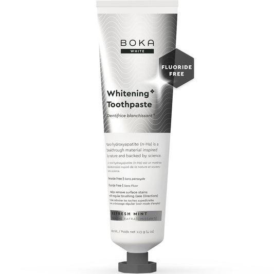 Boka Fluoride Free Toothpaste, Nano Hydroxyapatite Toothpaste, Appropriate for Sensitive Teeth, for Adult, Kids Oral Care - Whitening * Refresh Mint, 4 Fl Oz (113g) 1Pk